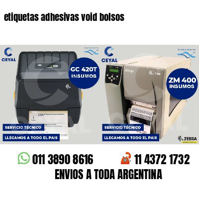 etiquetas adhesivas void bolsos