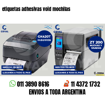 etiquetas adhesivas void mochilas