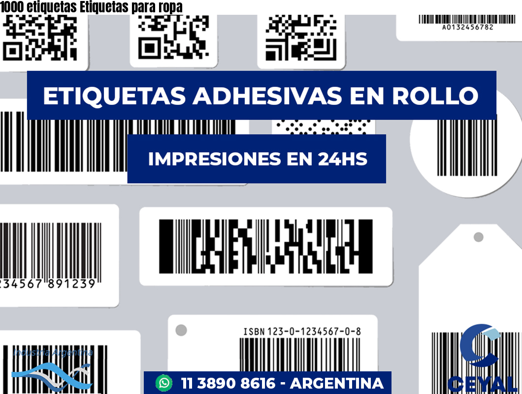 1000 etiquetas Etiquetas para ropa