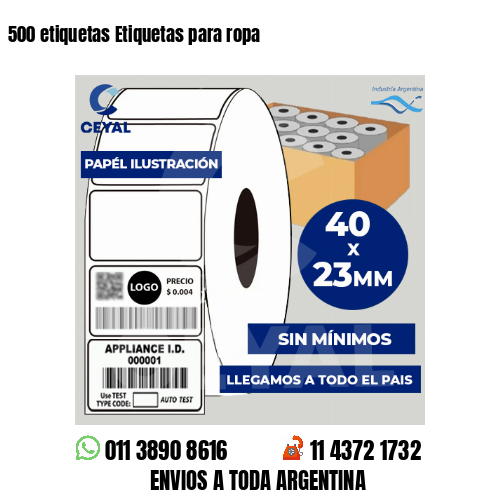 500 etiquetas Etiquetas para ropa