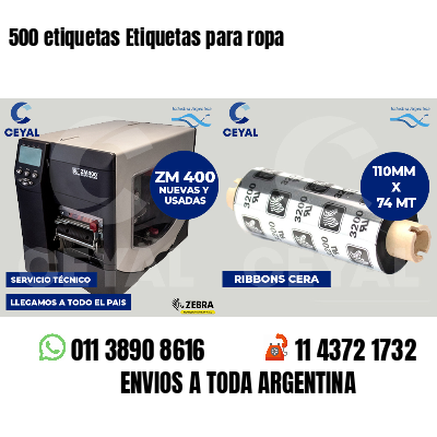 500 etiquetas Etiquetas para ropa