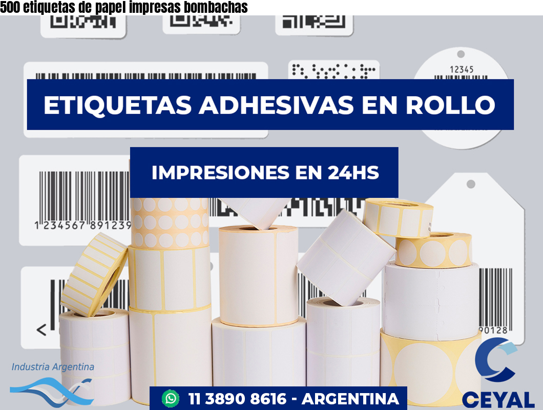 500 etiquetas de papel impresas bombachas