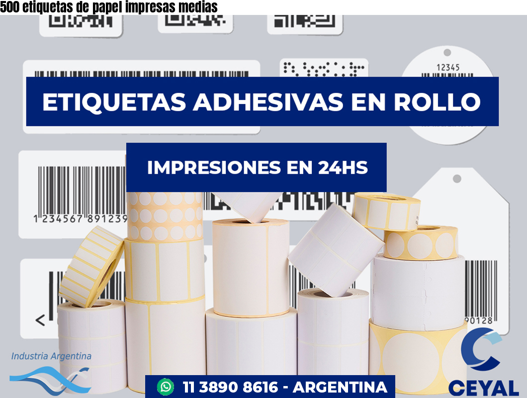 500 etiquetas de papel impresas medias