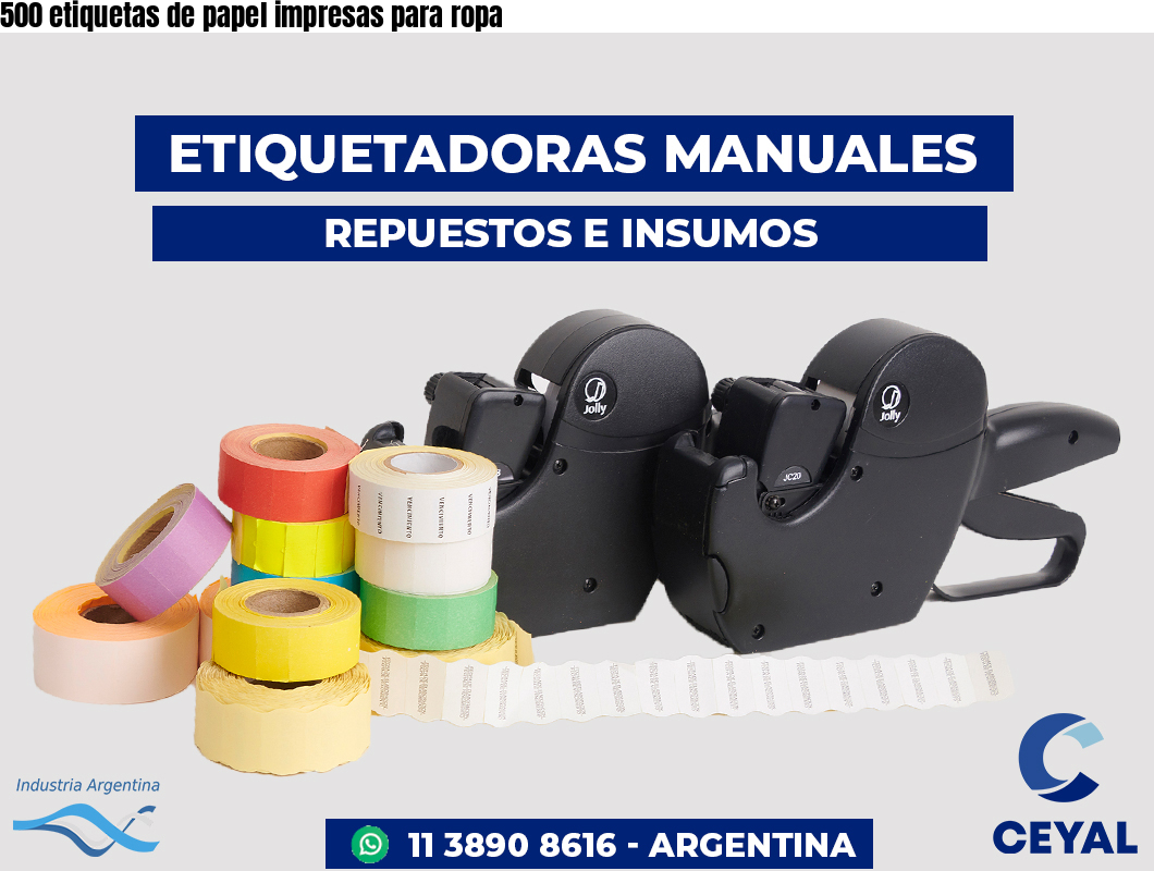 500 etiquetas de papel impresas para ropa