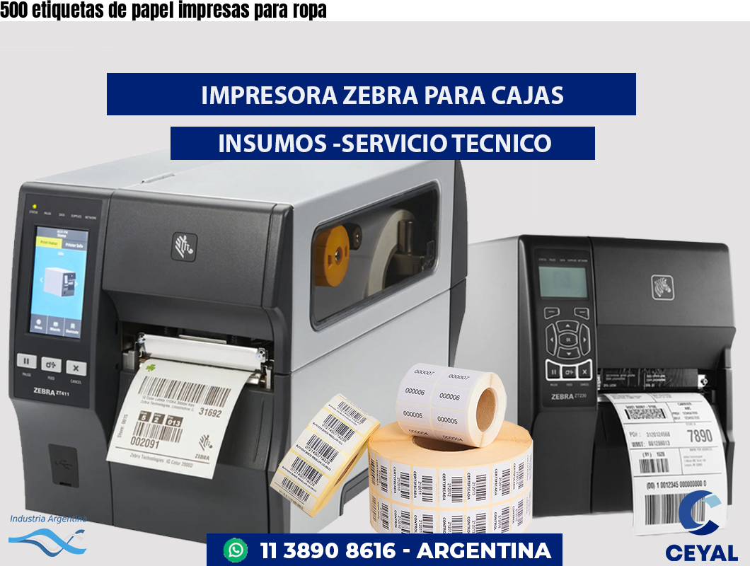 500 etiquetas de papel impresas para ropa