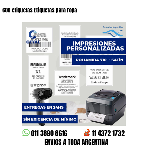 600 etiquetas Etiquetas para ropa