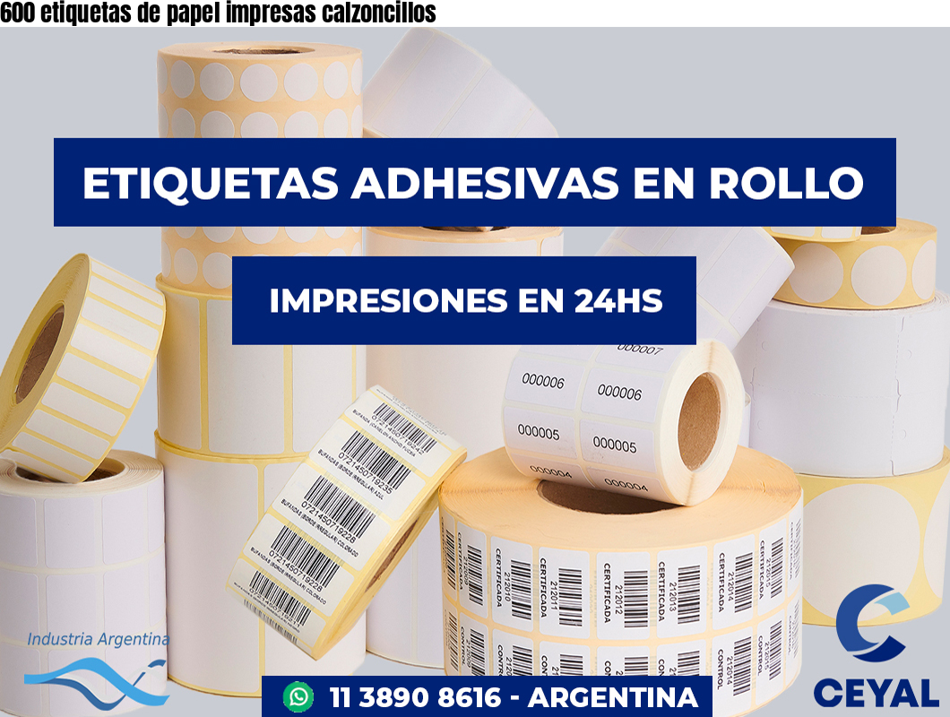 600 etiquetas de papel impresas calzoncillos