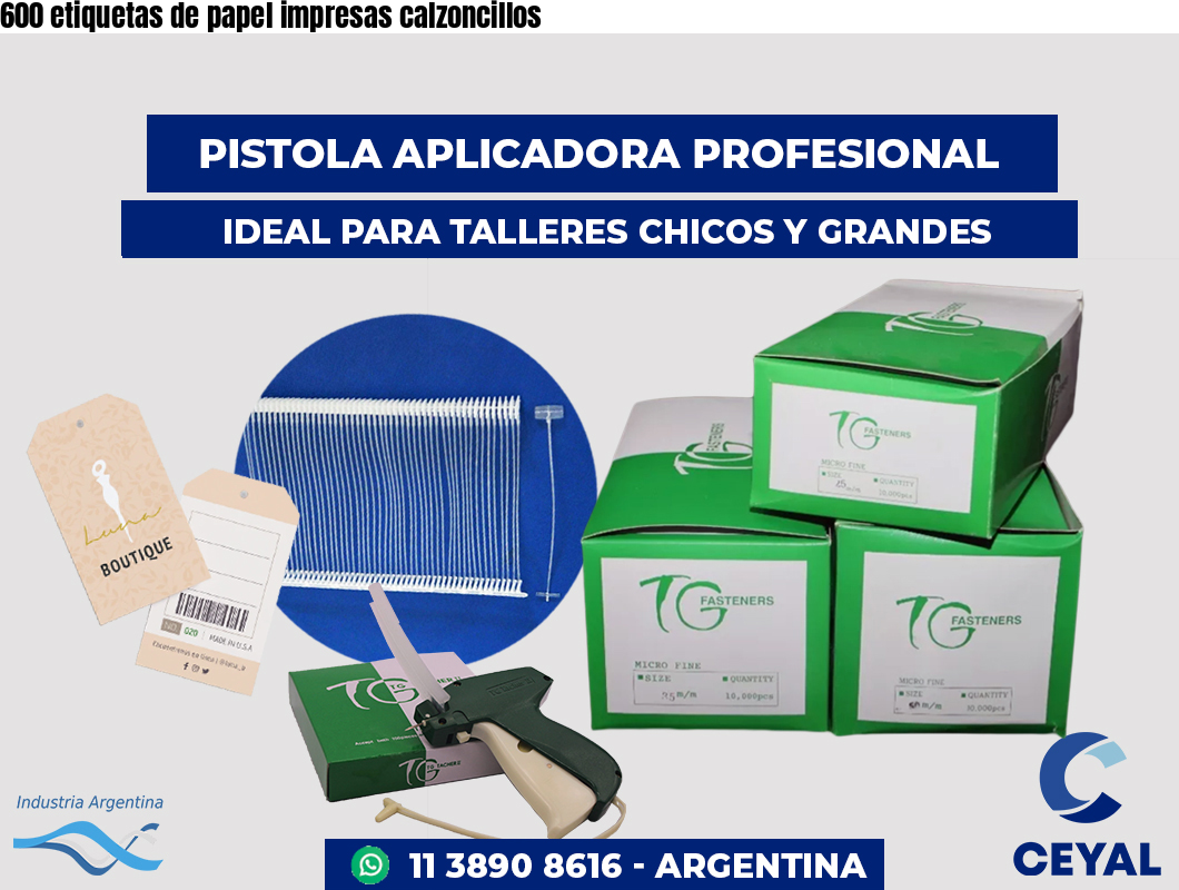 600 etiquetas de papel impresas calzoncillos