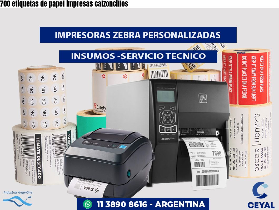 700 etiquetas de papel impresas calzoncillos