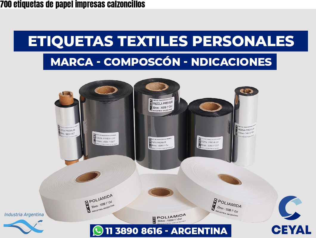 700 etiquetas de papel impresas calzoncillos