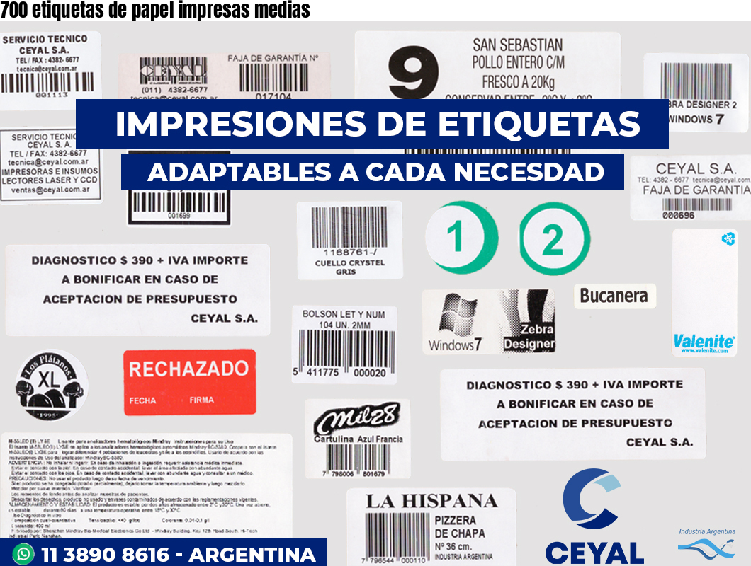 700 etiquetas de papel impresas medias