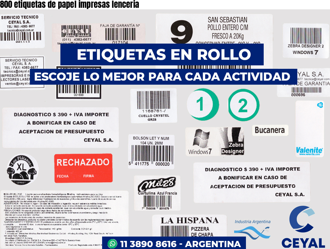 800 etiquetas de papel impresas lenceria