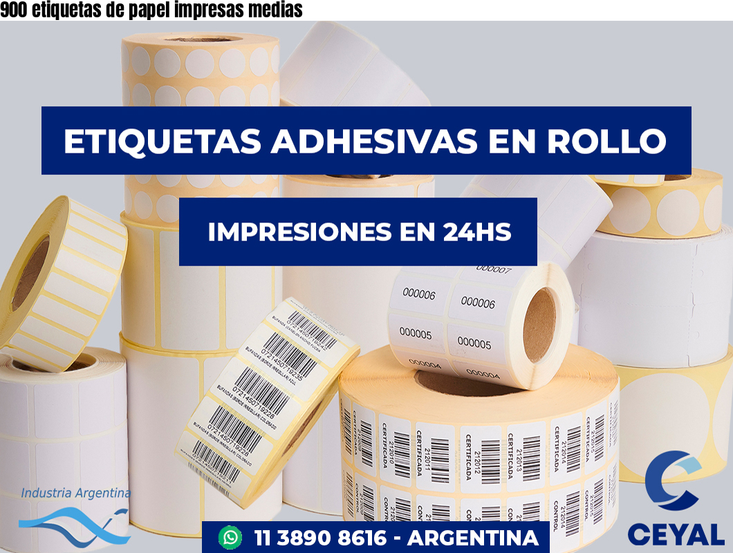 900 etiquetas de papel impresas medias