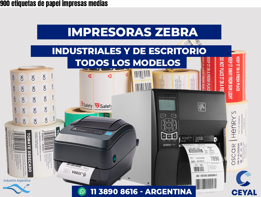 900 etiquetas de papel impresas medias