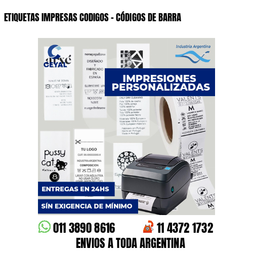 ETIQUETAS IMPRESAS CODIGOS - CÓDIGOS DE BARRA