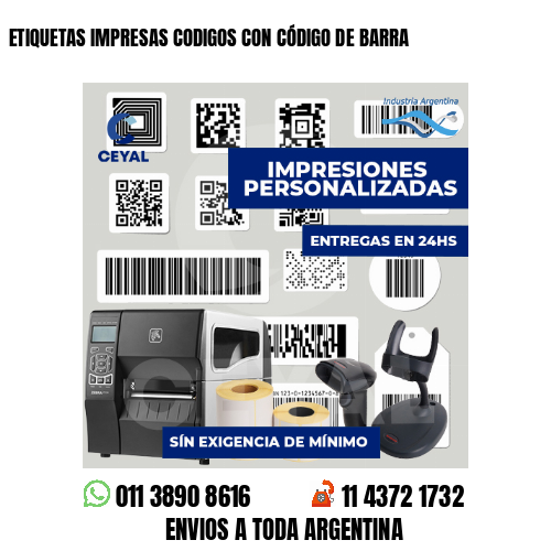 ETIQUETAS IMPRESAS CODIGOS CON CÓDIGO DE BARRA