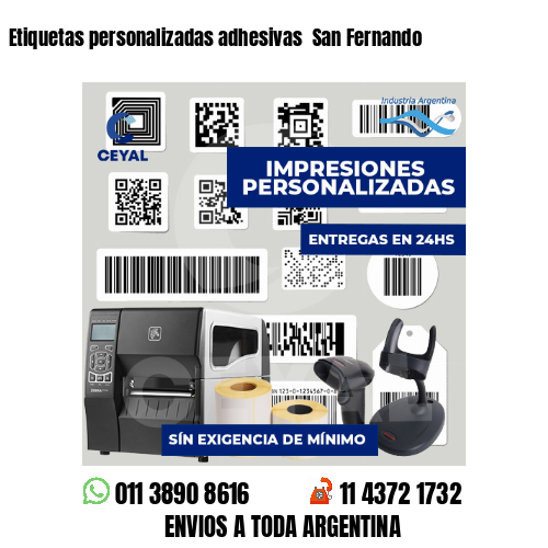 Etiquetas personalizadas adhesivas  San Fernando