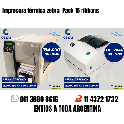 Impresora térmica zebra  Pack 15 ribbons