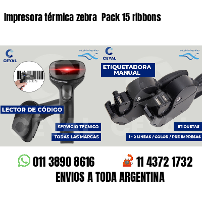 Impresora térmica zebra  Pack 15 ribbons