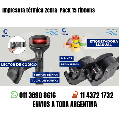 Impresora térmica zebra  Pack 15 ribbons