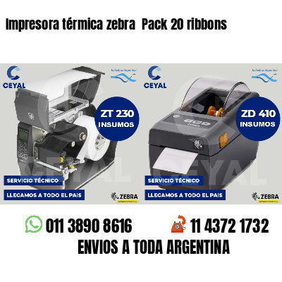 Impresora térmica zebra  Pack 20 ribbons