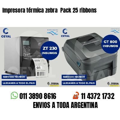 Impresora térmica zebra  Pack 25 ribbons