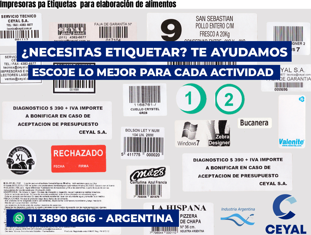 Impresoras pa Etiquetas  para elaboración de alimentos