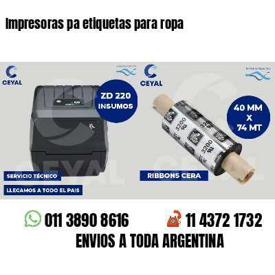 Impresoras pa etiquetas para ropa