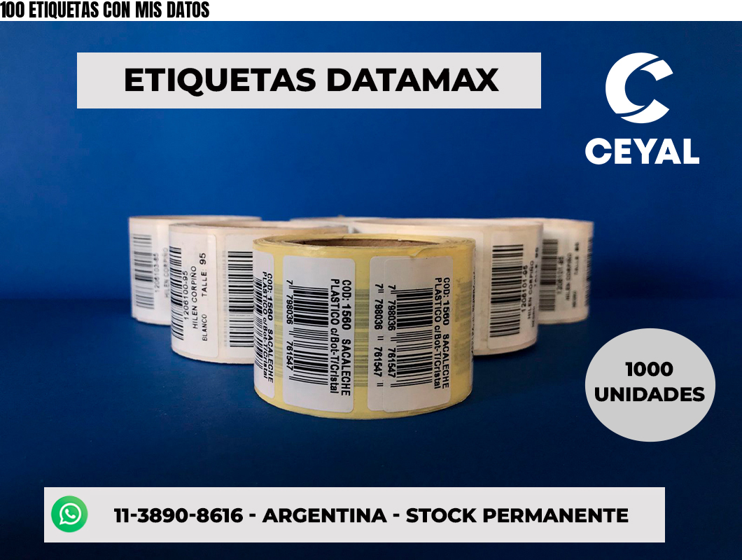 100 ETIQUETAS CON MIS DATOS