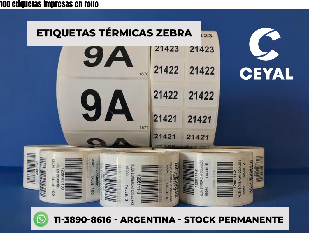 100 etiquetas impresas en rollo