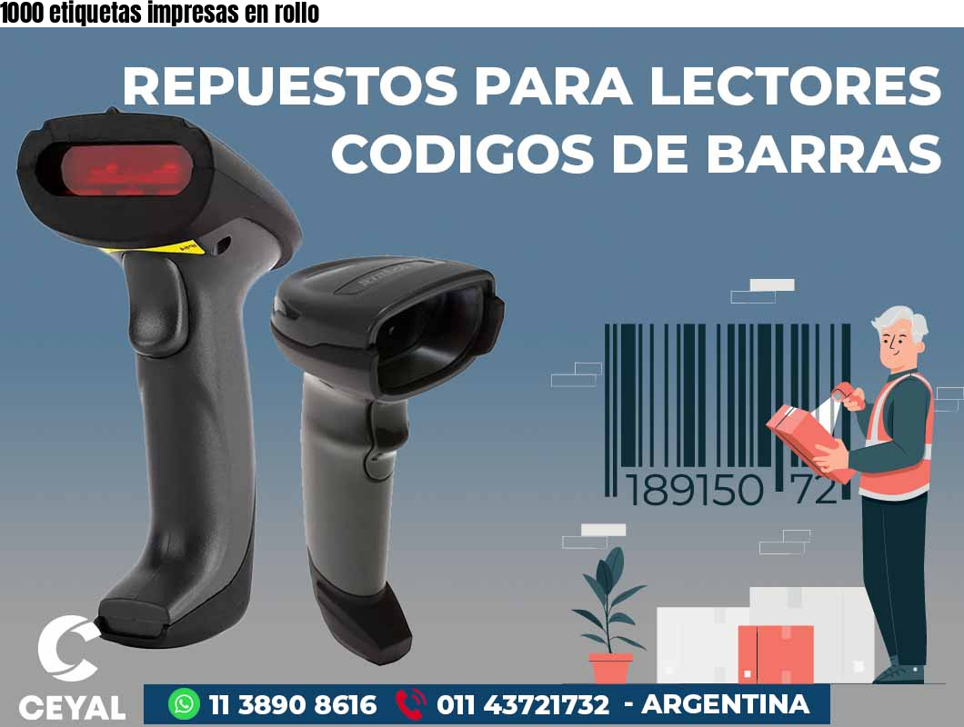 1000 etiquetas impresas en rollo