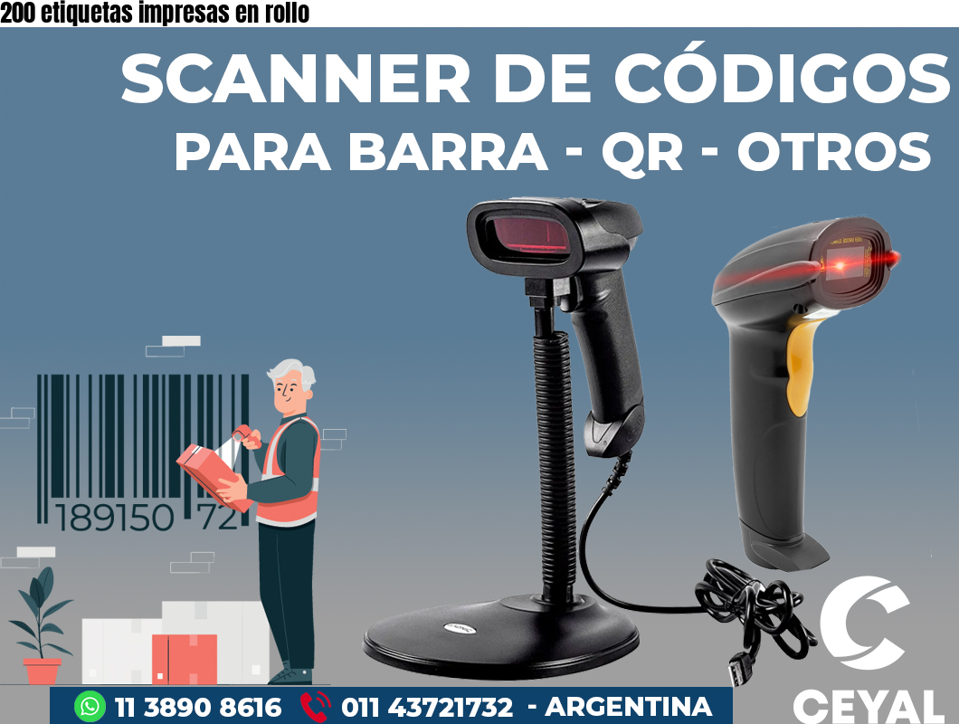 200 etiquetas impresas en rollo