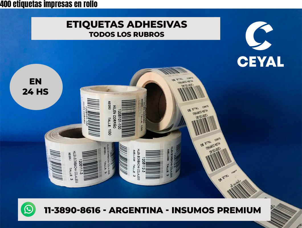 400 etiquetas impresas en rollo