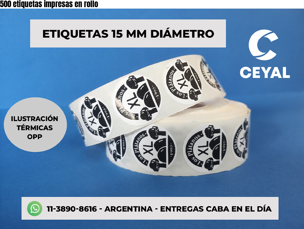 500 etiquetas impresas en rollo