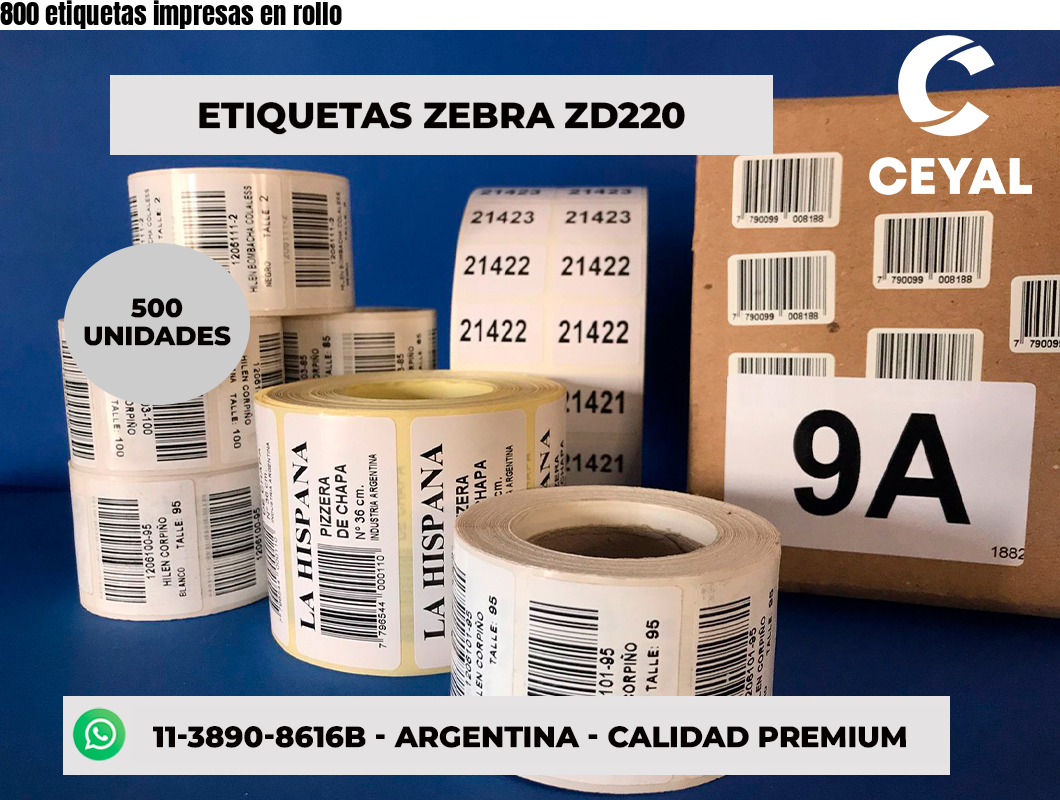 800 etiquetas impresas en rollo