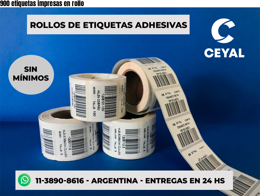 900 etiquetas impresas en rollo