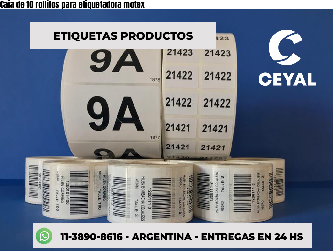 Caja de 10 rollitos para etiquetadora motex