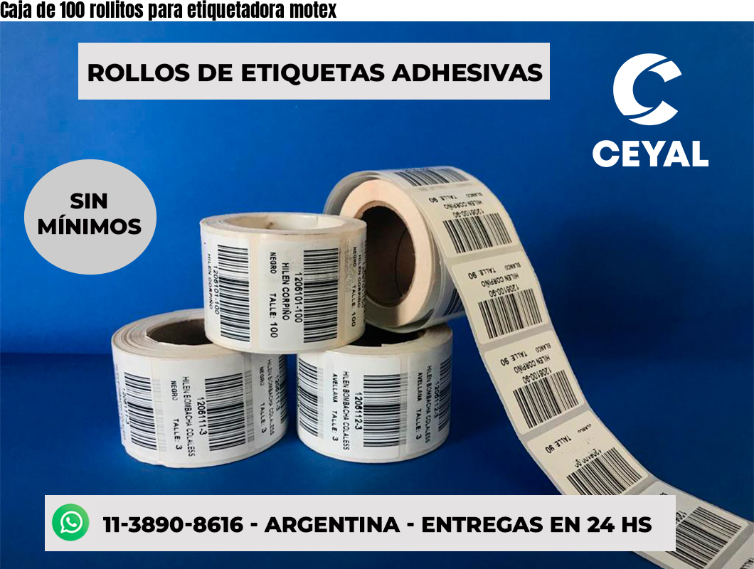 Caja de 100 rollitos para etiquetadora motex