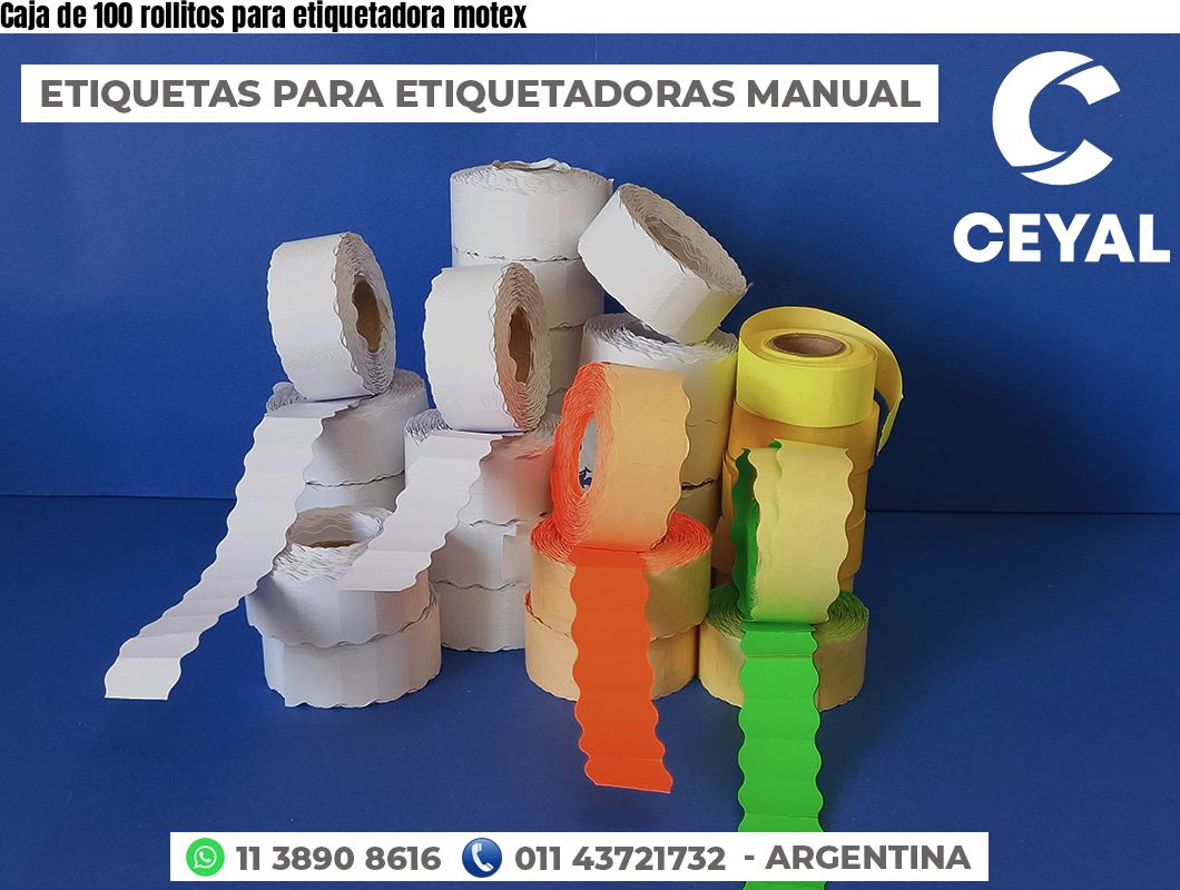 Caja de 100 rollitos para etiquetadora motex