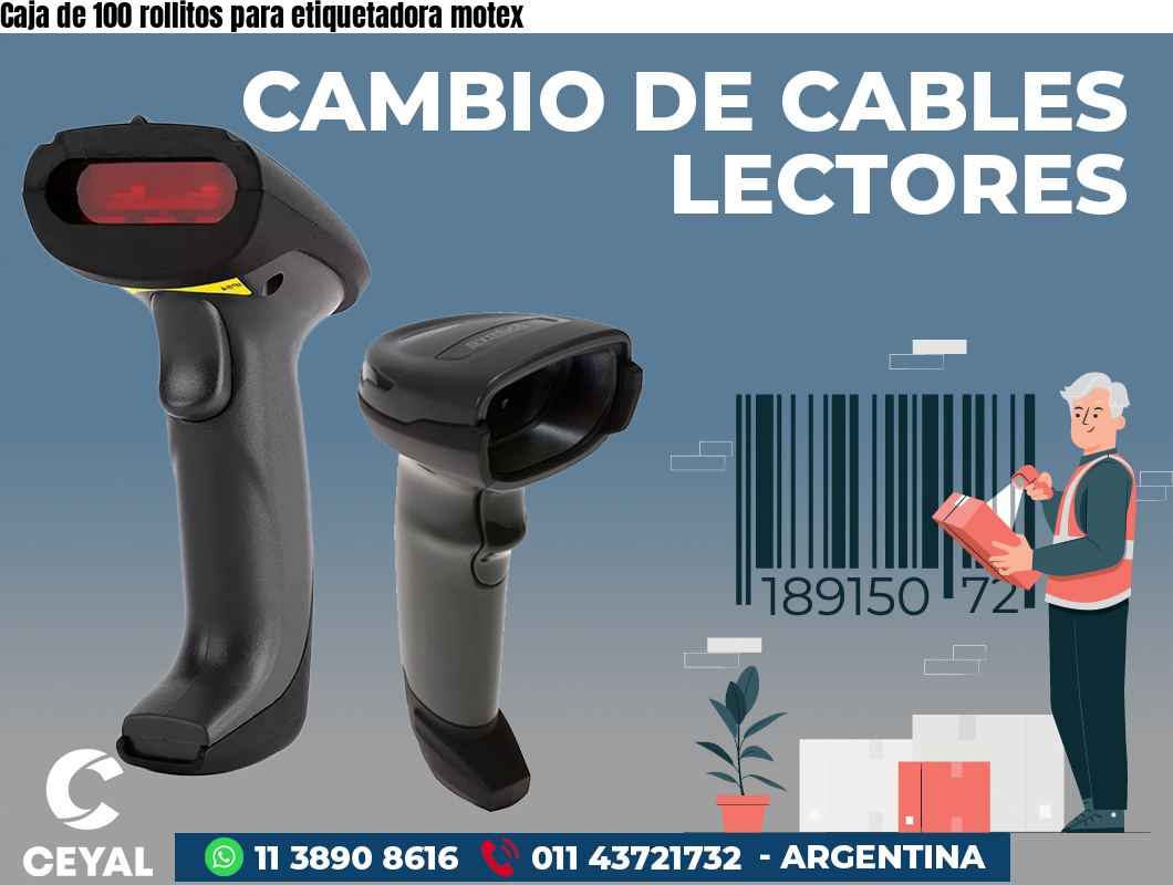Caja de 100 rollitos para etiquetadora motex