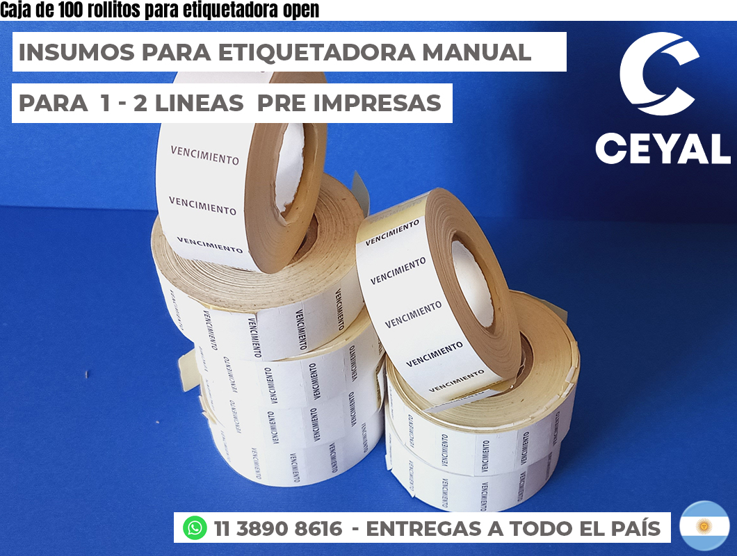 Caja de 100 rollitos para etiquetadora open