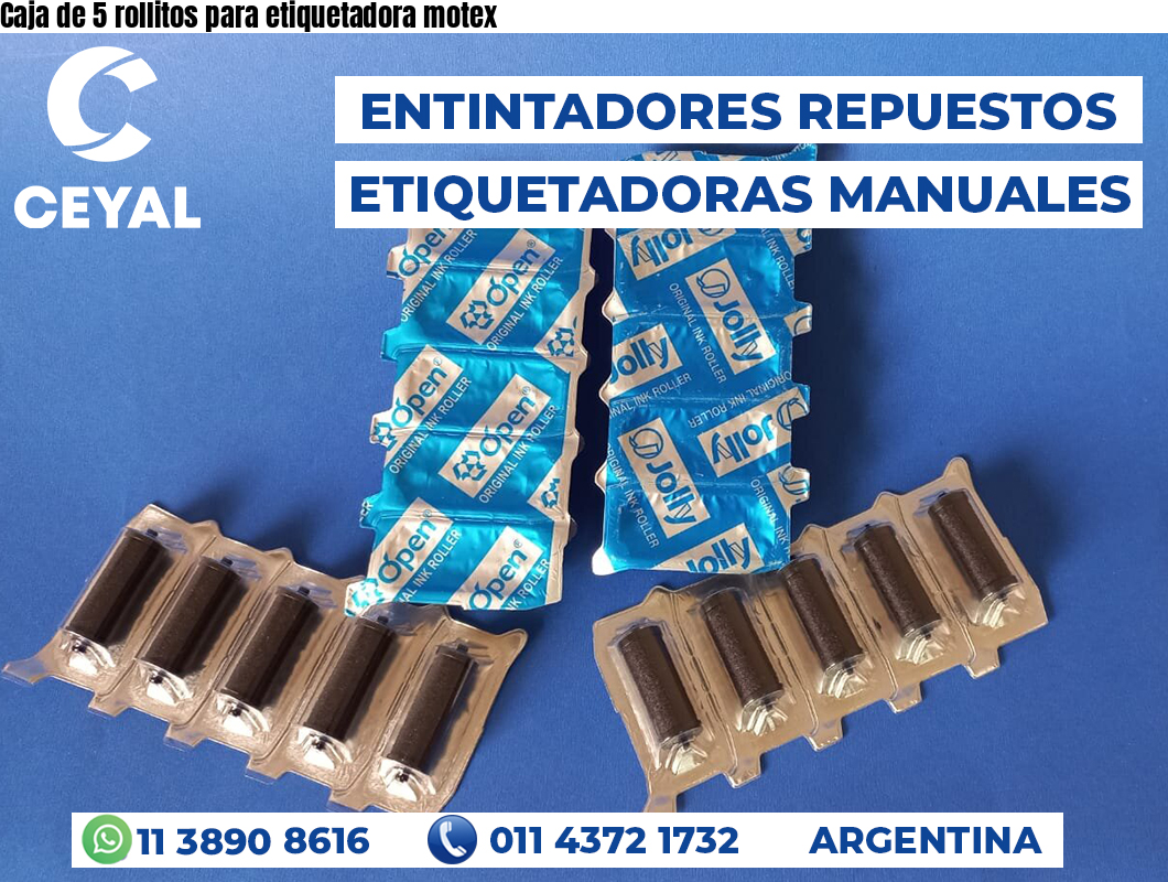 Caja de 5 rollitos para etiquetadora motex