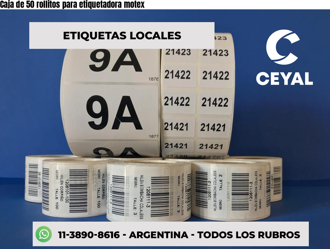 Caja de 50 rollitos para etiquetadora motex