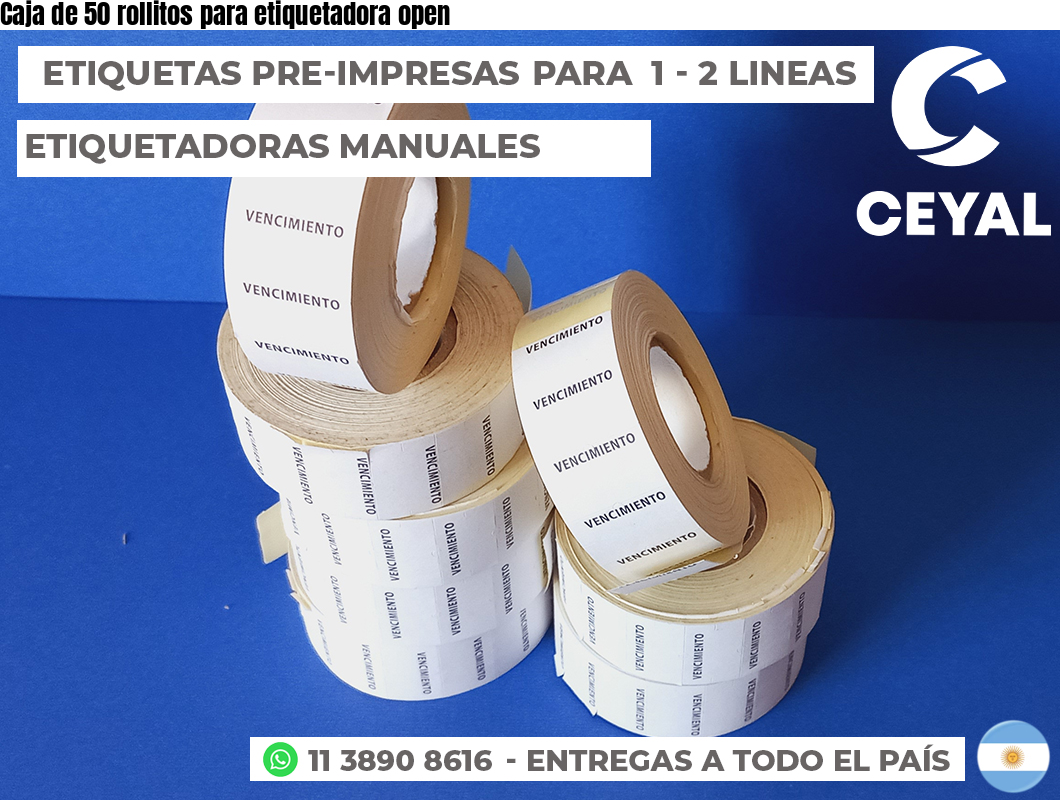 Caja de 50 rollitos para etiquetadora open