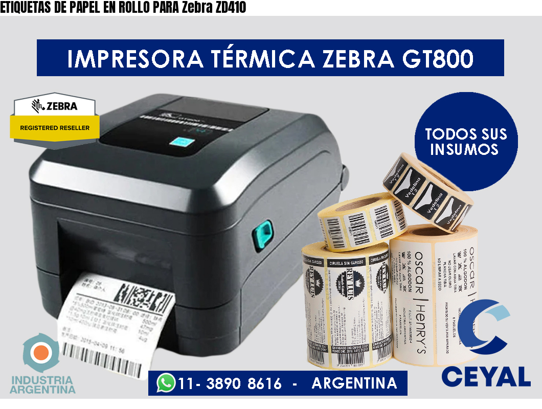 ETIQUETAS DE PAPEL EN ROLLO PARA Zebra ZD410