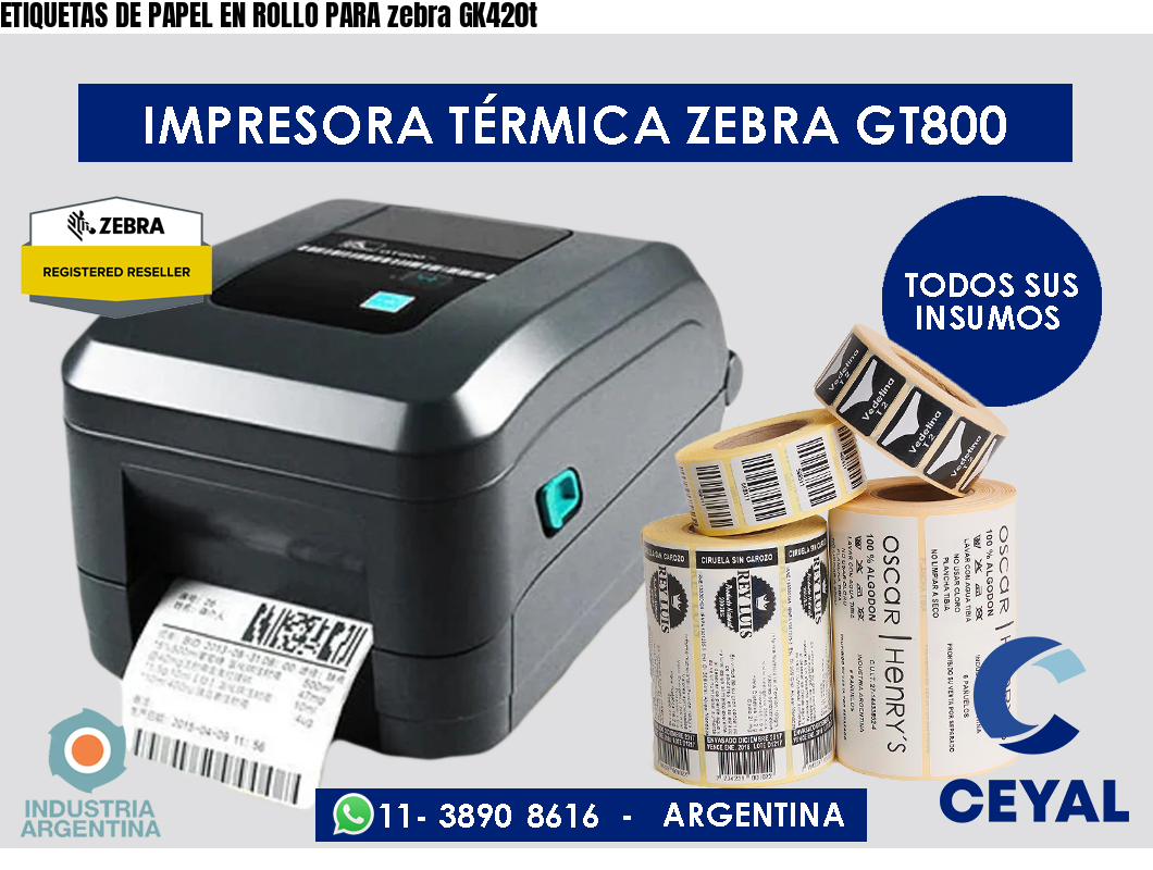 ETIQUETAS DE PAPEL EN ROLLO PARA zebra GK420t