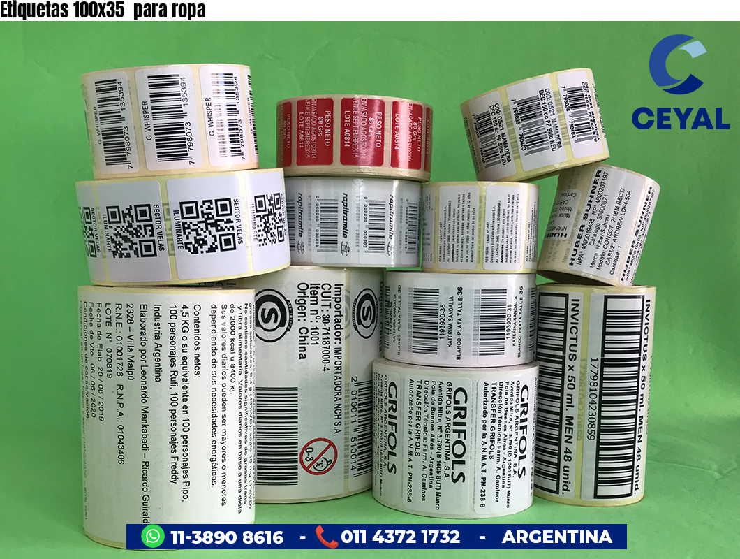 Etiquetas 100x35  para ropa
