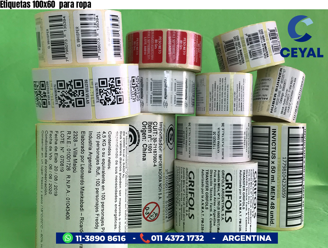 Etiquetas 100x60  para ropa
