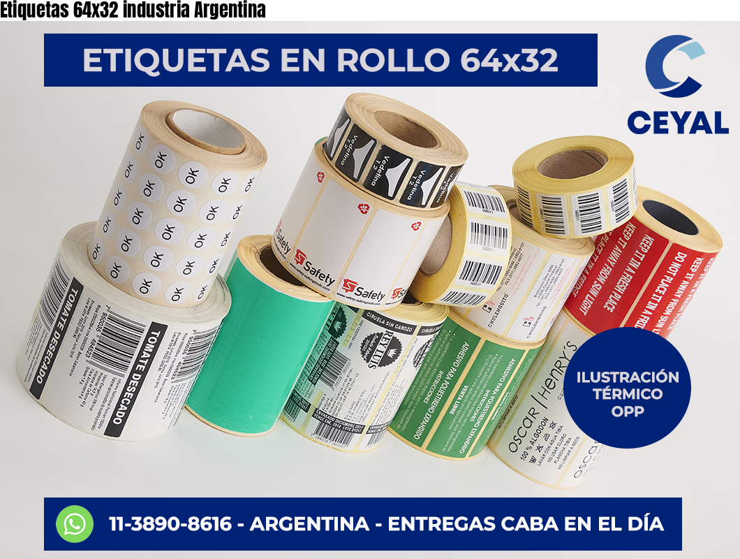 Etiquetas 64×32 industria Argentina