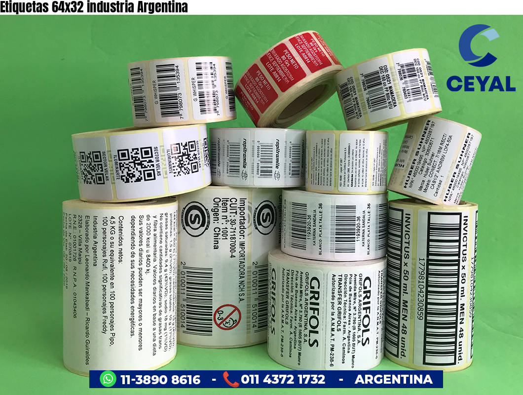 Etiquetas 64x32 industria Argentina